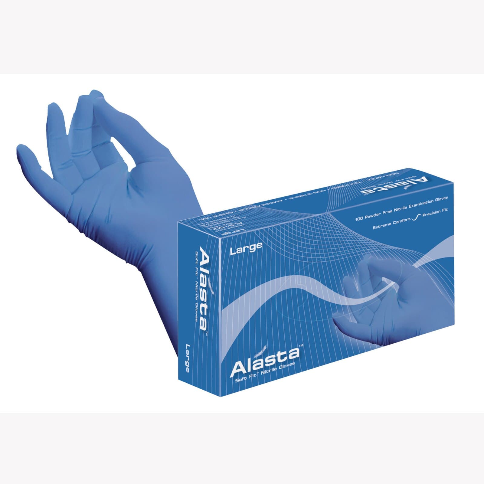 Alasta Soft Fit Nitrile Examination Gloves, Powder-Free, Latex-Free, Textured, Violet Blue, X-Small, 100/Box, ALS100XS thumbnail 11