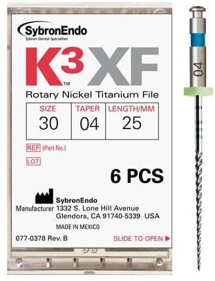 K3 Nickel-Titanium Rotary Endodontic Files, 25 mm, 0.04 Taper, #30, Blue, 6/Pk, 825-4305 thumbnail 8