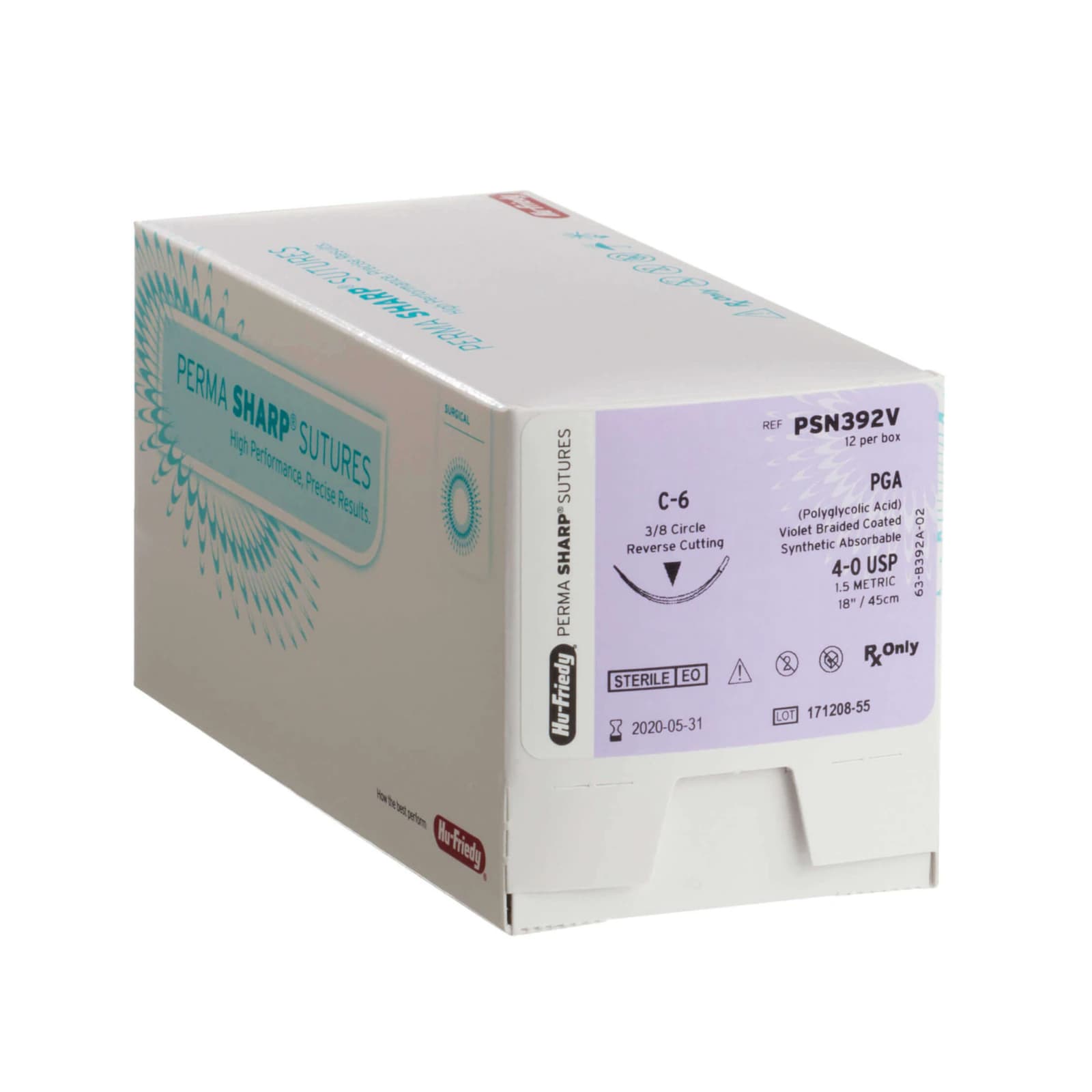 Perma Sharp® Absorbable PGA Undyed Braided Suture, 4-0, C-19 Needle, 1/2 Circle Reverse Cutting, 18", 12/Box, PSN724V thumbnail 3