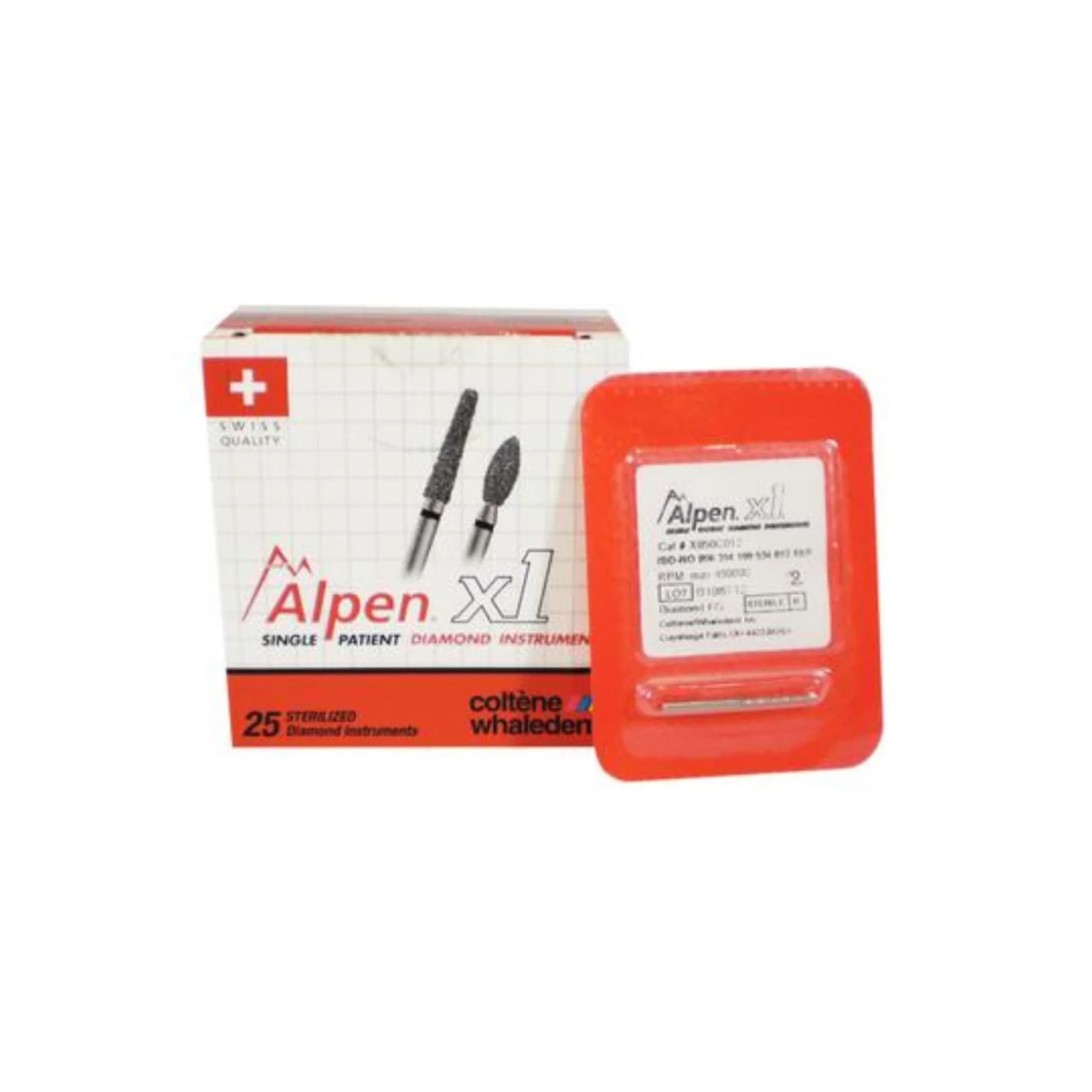 Alpen x1 Sterile Single-Use Diamond Bur, FG #859-014, Pointed Cone, Medium Grit, 1.4 mm, 25/Pk - Alpen X1 Sterile Singe-Use Diamonds FG 859-014 Medium 25/Pk - Image 1