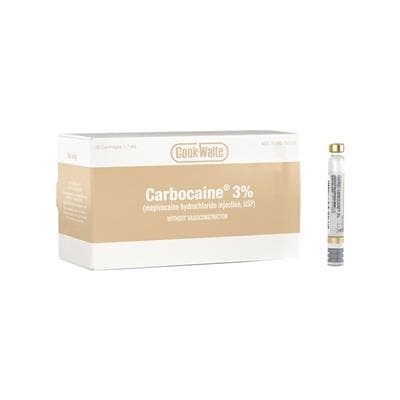 Carbocaine 3% Plain (Mepivacaine HCl Injection, USP) Local Anesthetic, Without Vasoconstrictor, 50 Cartridges/Box, 99171 - Carbocaine 3% Plain Mepivicaine 50/Bx 99171 - Image 1