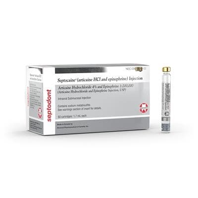 Septocaine Articaine HCl 4% with Epinephrine 1:200,000, Silver, 1.7 mL Cartridges, 50/Box, 01A1200 thumbnail 14