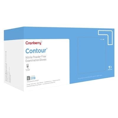 Cranberry Contour Powder-Free Nitrile Exam Gloves, Latex-Free, Blue, Extra Small, 100/Box, CR3115 thumbnail 10