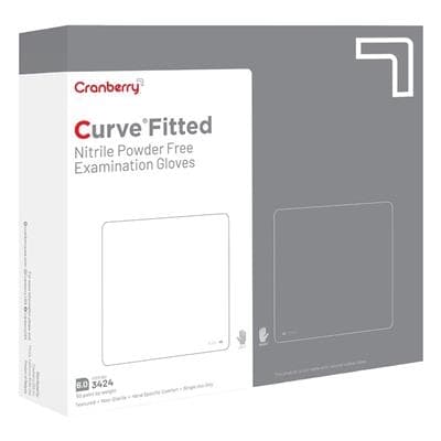 Cranberry Curve Fitted Powder-Free Nitrile Exam Gloves, White, Size 6.5, 100/Box, CR3425 thumbnail 10