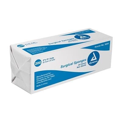 Dynarex Advantage All Gauze Sponges, 4" x 4", 8-Ply, Non-Sterile, 4000/Case, #3264 thumbnail 2