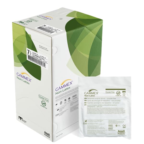GAMMEX Non-Latex Neoprene Surgical Gloves, Sterile, Powder-Free, Dark Green, Size 7, 50 Pairs/Box, 8514 thumbnail 11