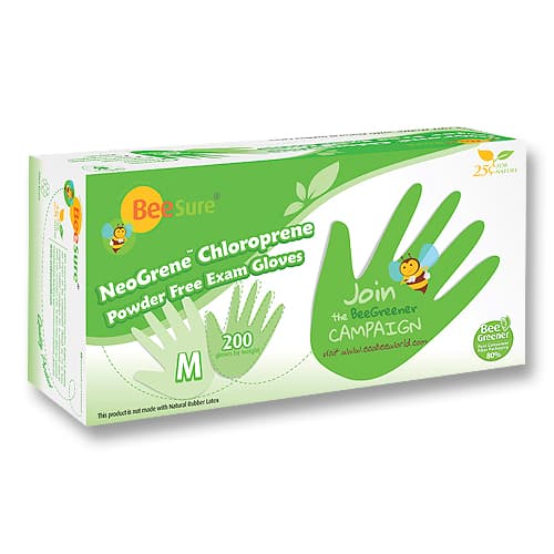 BeeSure NeoGrene Chloroprene Powder-Free Exam Gloves, Medium, Green, 200/Box, BE1187 thumbnail 16
