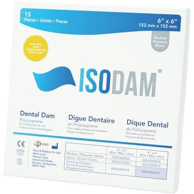 Isodam Non-Latex Polyisoprene Dental Dam, 6" x 6", Medium Gauge, Blue, 15/Pk, ISO01800615 thumbnail 12