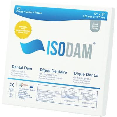 Isodam Polyisoprene Dental Dam, Latex-Free, Heavy, 5" x 5", Light Blue, 20/Box, ISO02300520 thumbnail 10