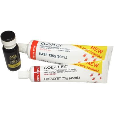COE-FLEX Lead-Free Polysulfide Impression Material, Heavy Body, Standard Package, 90 mL Base / 45 mL Catalyst / 13-15 mL Adhesive, Regular Set, 131004 thumbnail 16