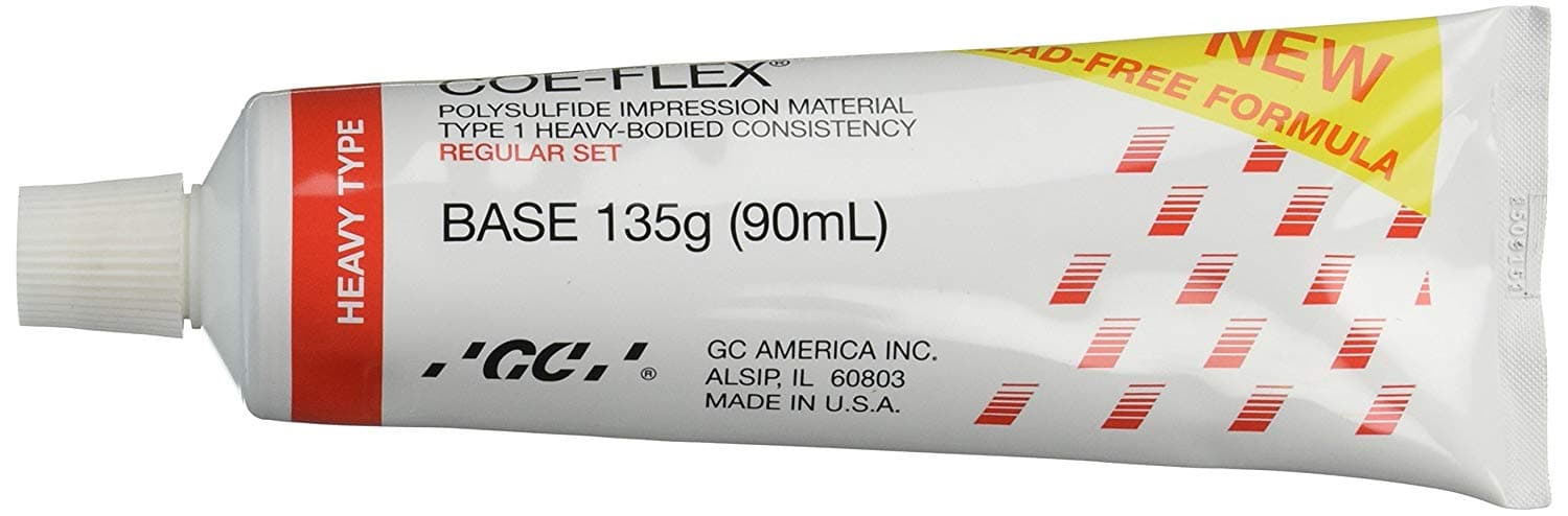 GC America COE-FLEX Lead-Free Rubber Base Impression Material, Heavy Body, Base Only, Regular Set, 90 mL Tube, 131204 thumbnail 9