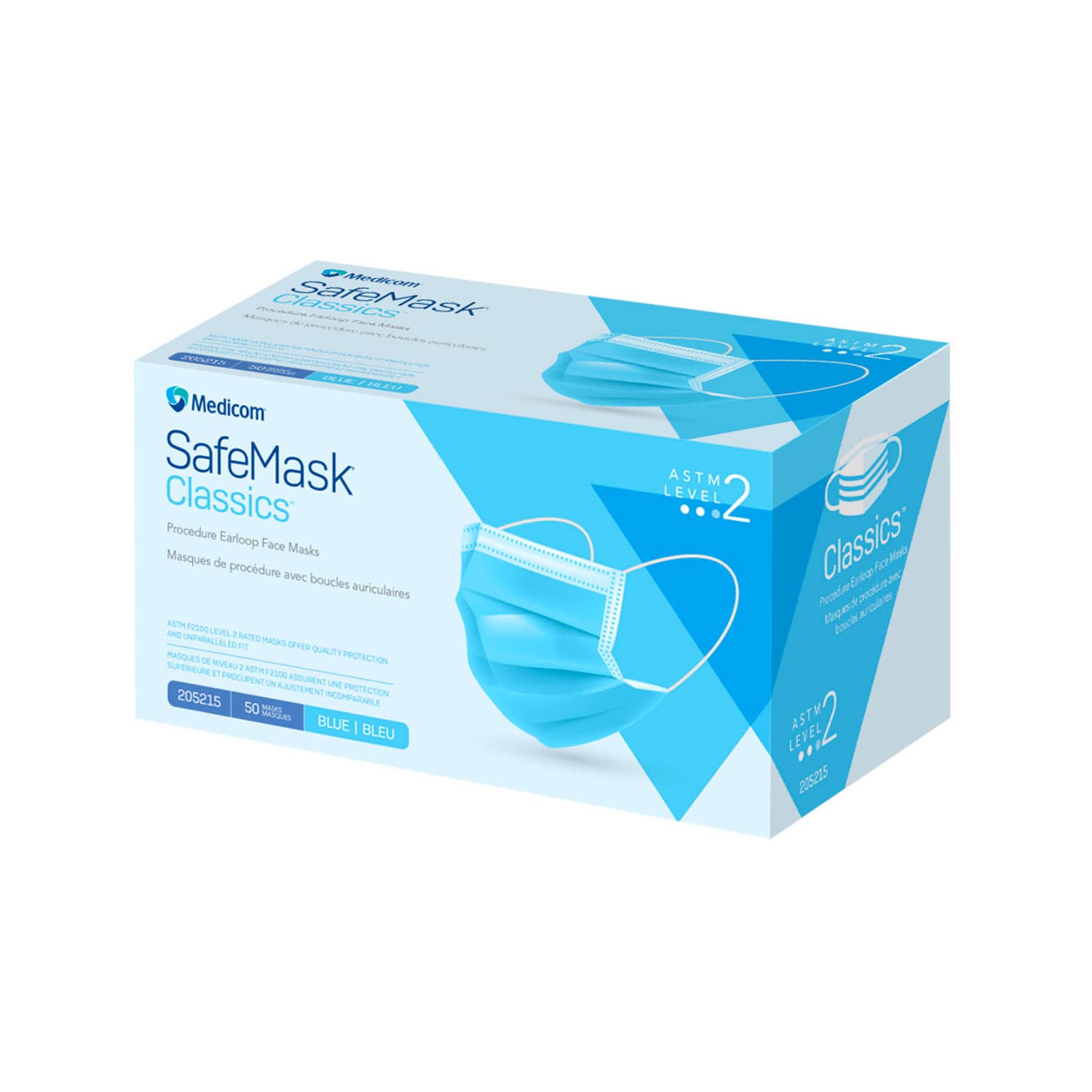 SafeMask® Classics™ Procedure Face Mask, ASTM Level 2, Ear Loop, Blue, 50/Box, 205215 thumbnail 6