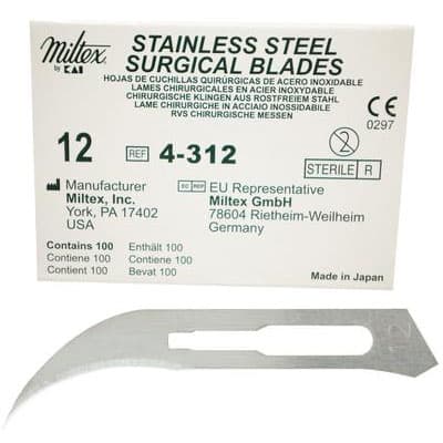 Miltex #12 Stainless Steel Sterile Disposable Surgical Blades, 100/Box, 4-312 thumbnail 12