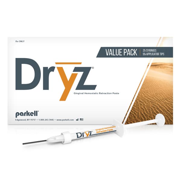 Parkell Dryz Hemostatic Retraction Paste, 0.5ml Syringes, 25/Box (Value Kit with 55 Applicator Tips) thumbnail 2