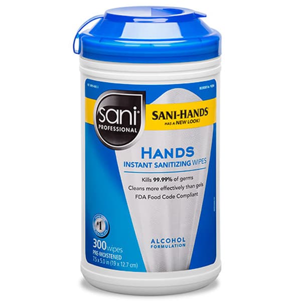 PDI Sani-Hands Instant Hand Sanitizing Wipes, 7.5" x 5", 300 Wipes/Can, P92084 thumbnail 2