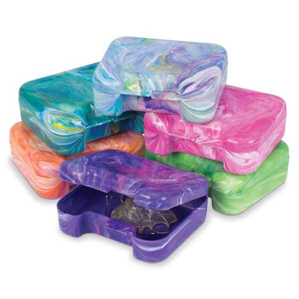 Practicon Paradise Retainer Cases, Light Assorted Swirl Colors, Vented, Snap-Close, 24/Bag, 7145310 thumbnail 6