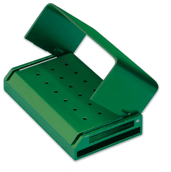 Premier Two Striper Anodized Aluminum Bur Block, 18-Hole, Friction Grip, Green, with Swivel Lid, 1/Pk, 9051021 thumbnail 8