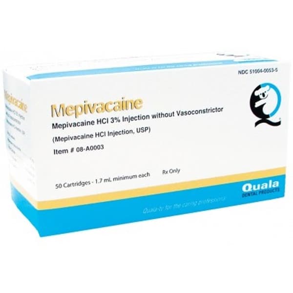 Quala Mepivacaine HCl 3% Injection USP, Plain (No Vasoconstrictor), 1.7 mL Dental Cartridges, 50/Box thumbnail 3
