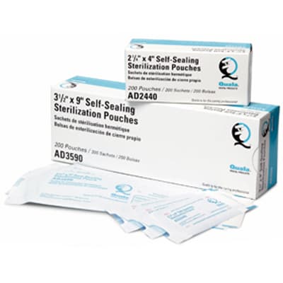 Quala Self-Sealing Sterilization Pouches, 5.25" x 10", Paper/Blue Film, Dual Indicators, 500/Bx thumbnail 3
