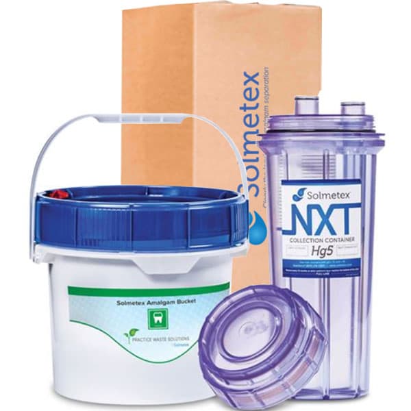 Solmetex NXT Hg5 Compliance Kit, Includes NXT Hg5 Collection Container w/Recycle Kit, 1.25 gal PWS Amalgam Bucket, and 64 oz PowerScrub Vacuum Line Cleaner, NXT-HG5-CK thumbnail 5