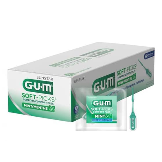 GUM Soft-Picks Comfort Flex Interdental Cleaners, Mint, 4 Picks per Pack, 72 Packs/Box, 670P thumbnail 9