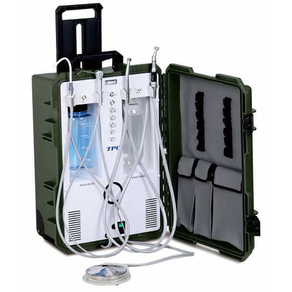 TPC Portable Dental System, 4 Hole Instrument Tubing, 110V, with Suction & Wheeled Transportation Case, PC-2630 thumbnail 3