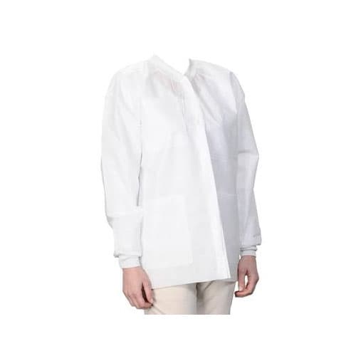Extra-Safe White Lab Jacket, XXX-Large, AAMI Level 3, Fluid Resistant, Latex-Free, Hip Length, Snap Front, 10/Pk thumbnail 3