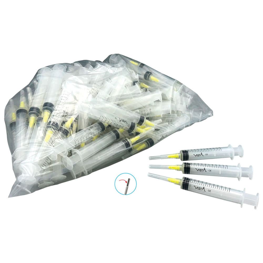 Vista Apex Appli-Vac Pre-Tipped Luer Lock Irrigating Syringe, 12cc, 27 Ga Yellow Tip, 100/Box, 316117 thumbnail 7