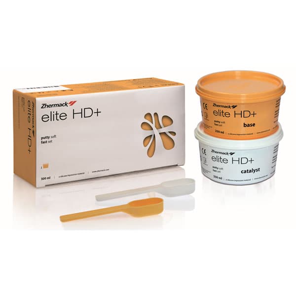Zhermack Elite HD+ Putty Soft Fast Set Addition Silicone Impression Material, Yellow, 250 mL Base + 250 mL Catalyst, 2/Pk, C203010 thumbnail 7