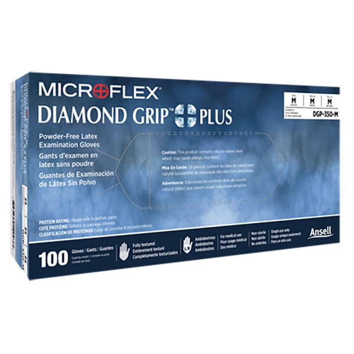 Microflex Diamond Grip Plus DGP-350 Powder-Free Latex Exam Gloves, Large, Natural, 100/Box, DGP-350-L thumbnail 18