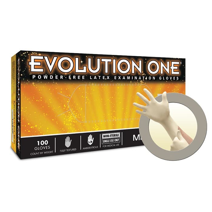 Evolution One EV-2050 Latex Examination Gloves, Powder-Free, Non-Sterile, Textured, Extra Small, Beige, 100/Box, EV-2050-XS thumbnail 11