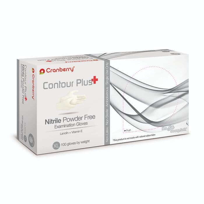 Cranberry Contour Plus Nitrile Exam Gloves, Powder-Free, Latex-Free, Medium, White, 100/Box, CR3227 thumbnail 11