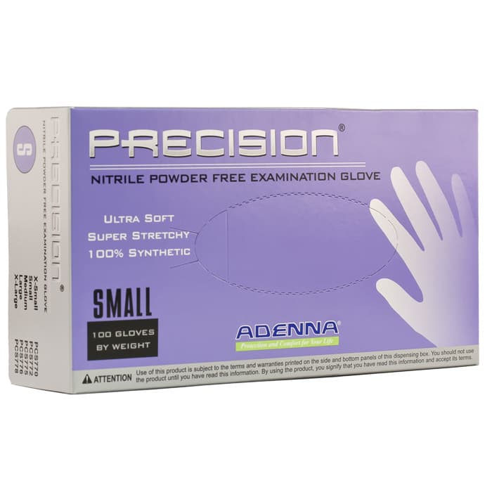 Adenna Precision Nitrile Powder-Free Examination Gloves, Large, Violet-Blue, Textured Fingertips, 100/Box - Precision Nitrile Powder-Free - Large - Image 1
