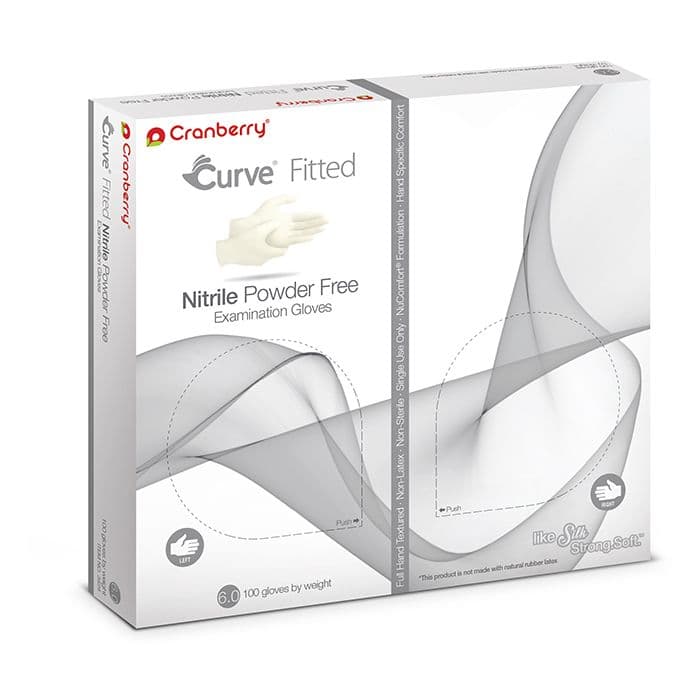 Cranberry Curve Fitted Powder-Free Nitrile Exam Gloves, White, Size 7.0, 100/Box, CR3426 thumbnail 16