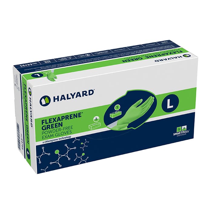 Halyard FlexaPrene Chloroprene Exam Gloves, Powder-Free, Non-Sterile, Medium, Green, 200/Box, 44794 thumbnail 9