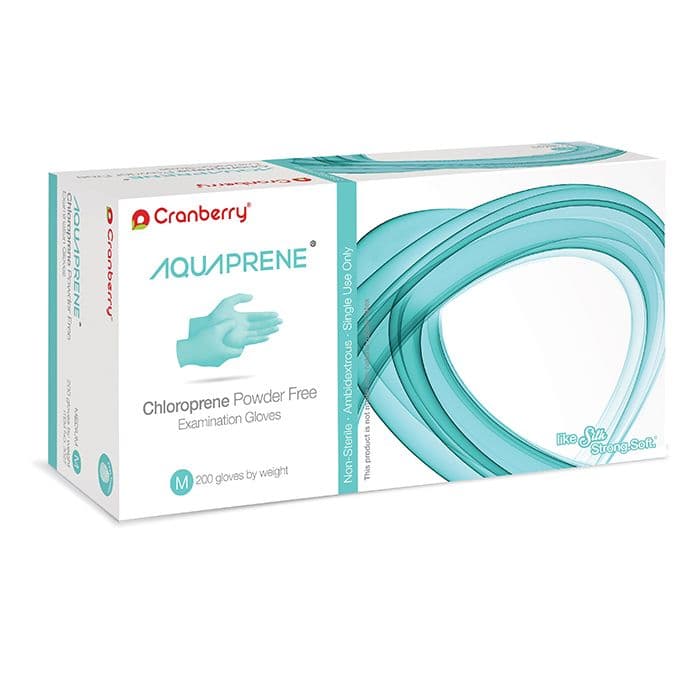 AquaPrene Chloroprene Powder-Free Exam Gloves, Medium, Aqua Blue, 200/Box, CR3027 thumbnail 15
