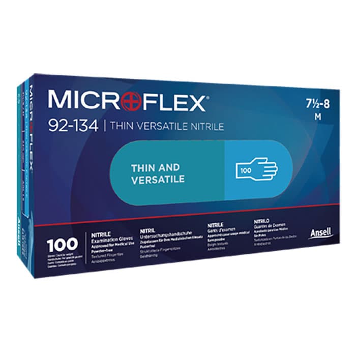 Microflex 92-134 Versatility Nitrile Exam Gloves, Powder Free, Non-Sterile, Blue, Large (8.5-9), 100/Box, 92134090 thumbnail 18