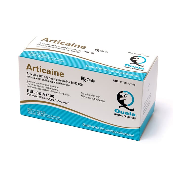 Articaine HCl 4% with Epinephrine 1:100,000 Injection, 50/Bx, 08-A1400 - Articaine HCl 4% with Epinephrine - 1:100,000 - Image 1