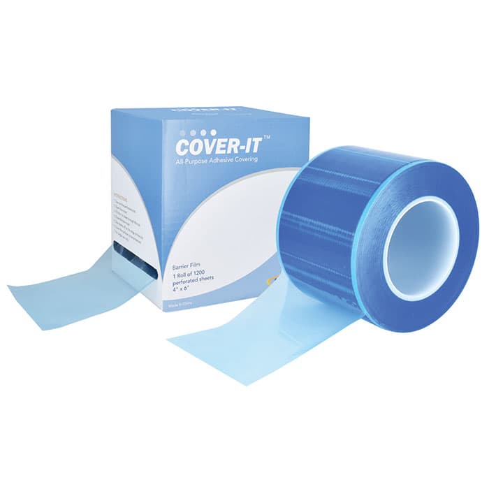 Pac-Dent Cover-It Barrier Film, Clear, 4" x 6" Perforated Adhesive Sheets, Roll of 1200, C101 thumbnail 6