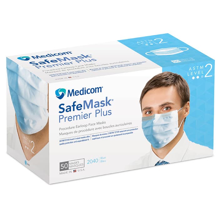 SafeMask Premier Plus Procedure Earloop Face Mask, ASTM Level 2, Blue, 50/Box, 2040 thumbnail 20