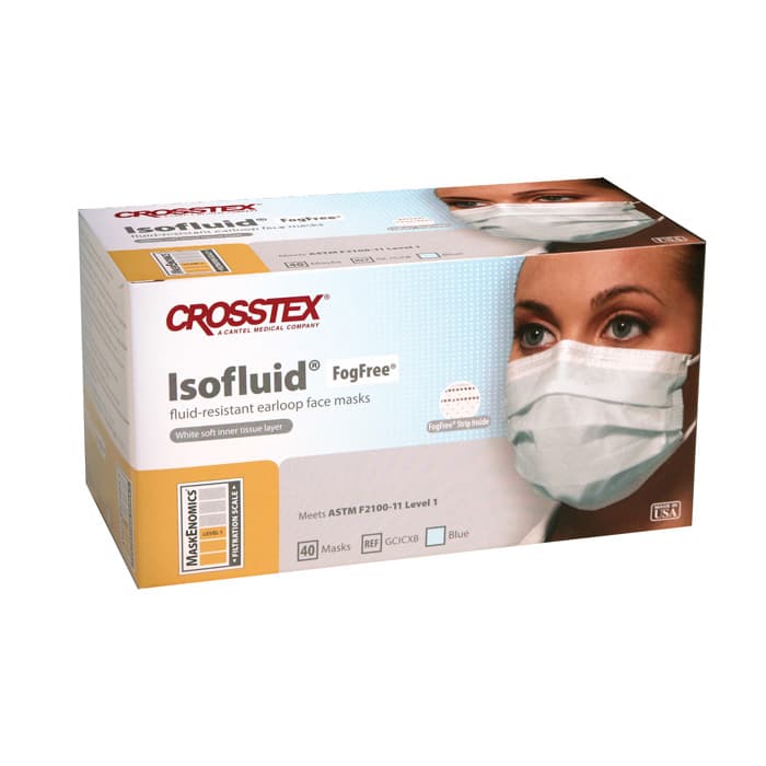 Isofluid FogFree Earloop Surgical Face Mask, ASTM Level 1, Anti-Fog, Fluid Resistant, Blue, 40/Box, GCICXB thumbnail 25