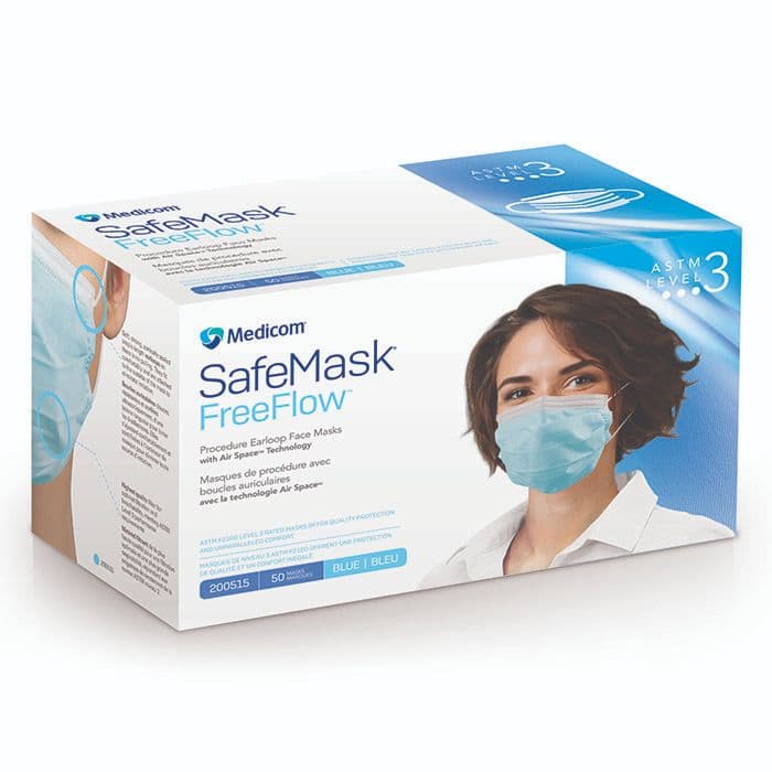 SafeMask FreeFlow Procedure Earloop Face Mask, ASTM Level 3, White, 50/Box, 200514 thumbnail 22