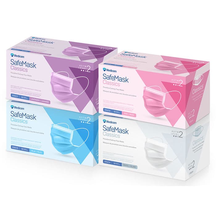 SafeMask® Classics™ Procedure Earloop Face Mask, ASTM Level 2, White, 50/Box, 205214 thumbnail 7