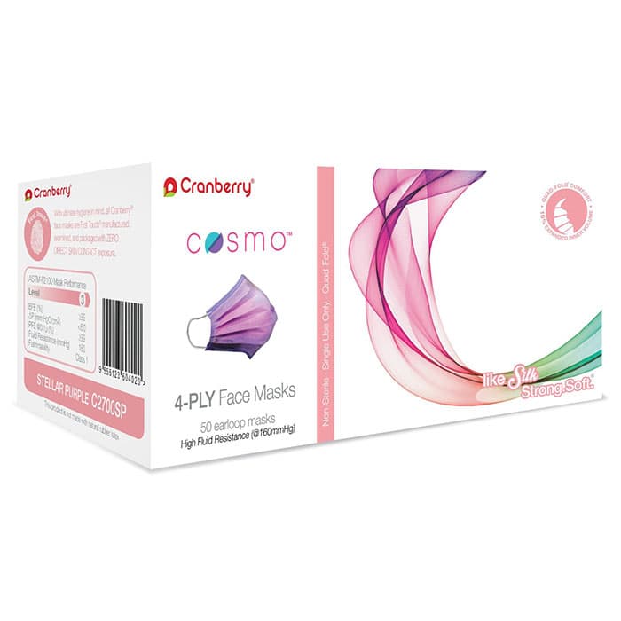 Cranberry Cosmo 4-Ply ASTM Level 3 Earloop Face Mask, Galactic Green, 50/Box, C2700GG thumbnail 26