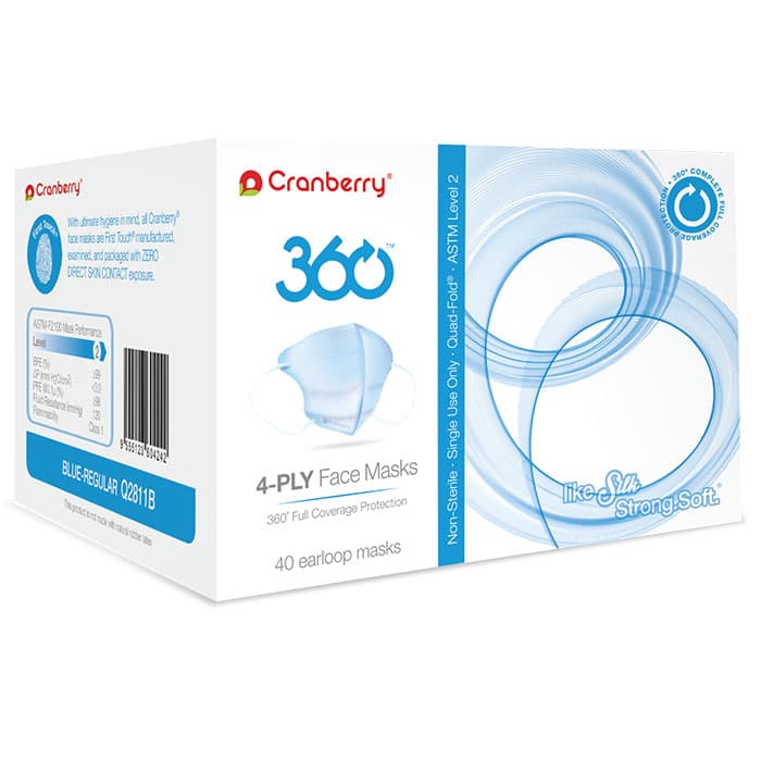 Cranberry 360 4-Ply Earloop Face Masks, ASTM Level 3, Anti-Fog, Latex-Free, Small, Silver, 40/Box, Q2860S thumbnail 22