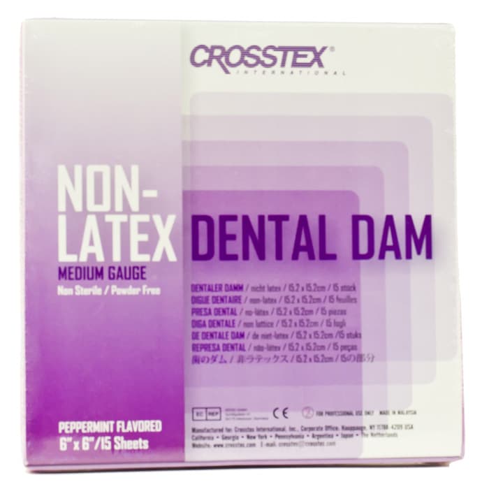 Crosstex Non-Latex Dental Dam, 6" x 6", Medium, Purple, Peppermint Flavored, 15/Box, 19500 thumbnail 13