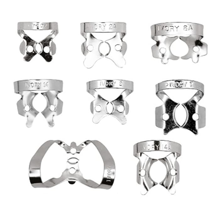 Ivory Stainless Steel Rubber Dam Clamp #13A, Winged, Serrated Jaws, Lower Left Molars, 50057352, 1/Pk thumbnail 18