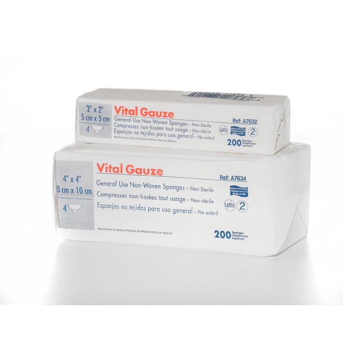 Medicom Vital Gauze 2" x 2" 4-Ply Non-Sterile Non-Woven All Purpose Sponge, Case of 8000, A7632 thumbnail 5