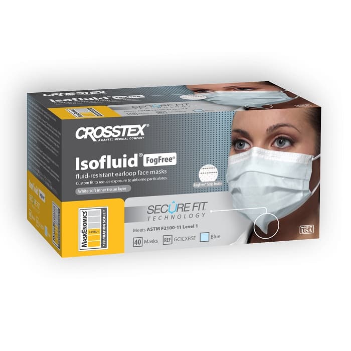 Isofluid FogFree SecureFit Earloop Surgical Mask, ASTM Level 1, Blue, 40/Box, GCICXBSF thumbnail 28