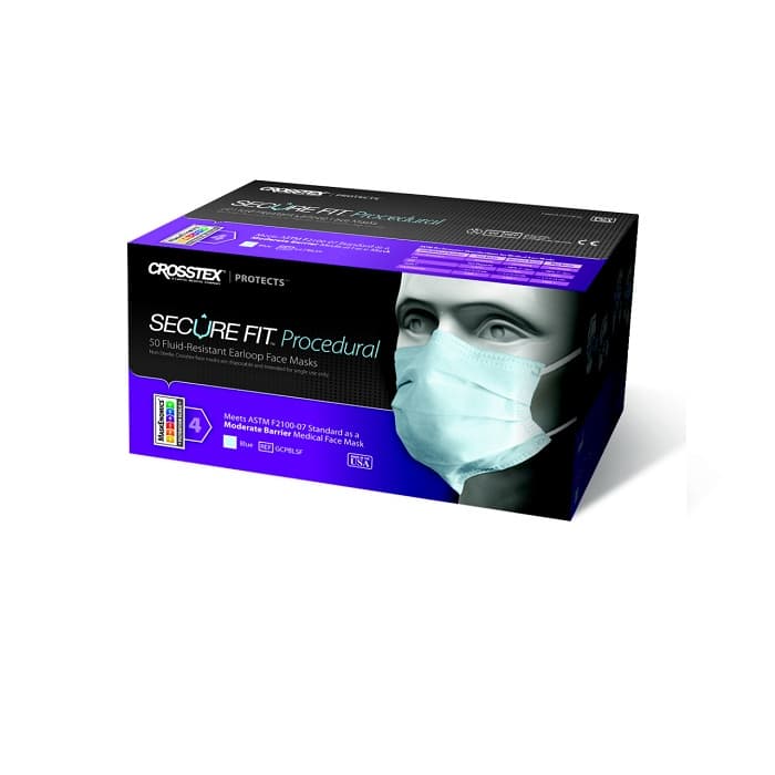 Secure Fit™ Procedure Face Mask, ASTM Level 2, Blue, Ear Loop, One Size Fits Most, 50/Box, GCPBLSF thumbnail 27